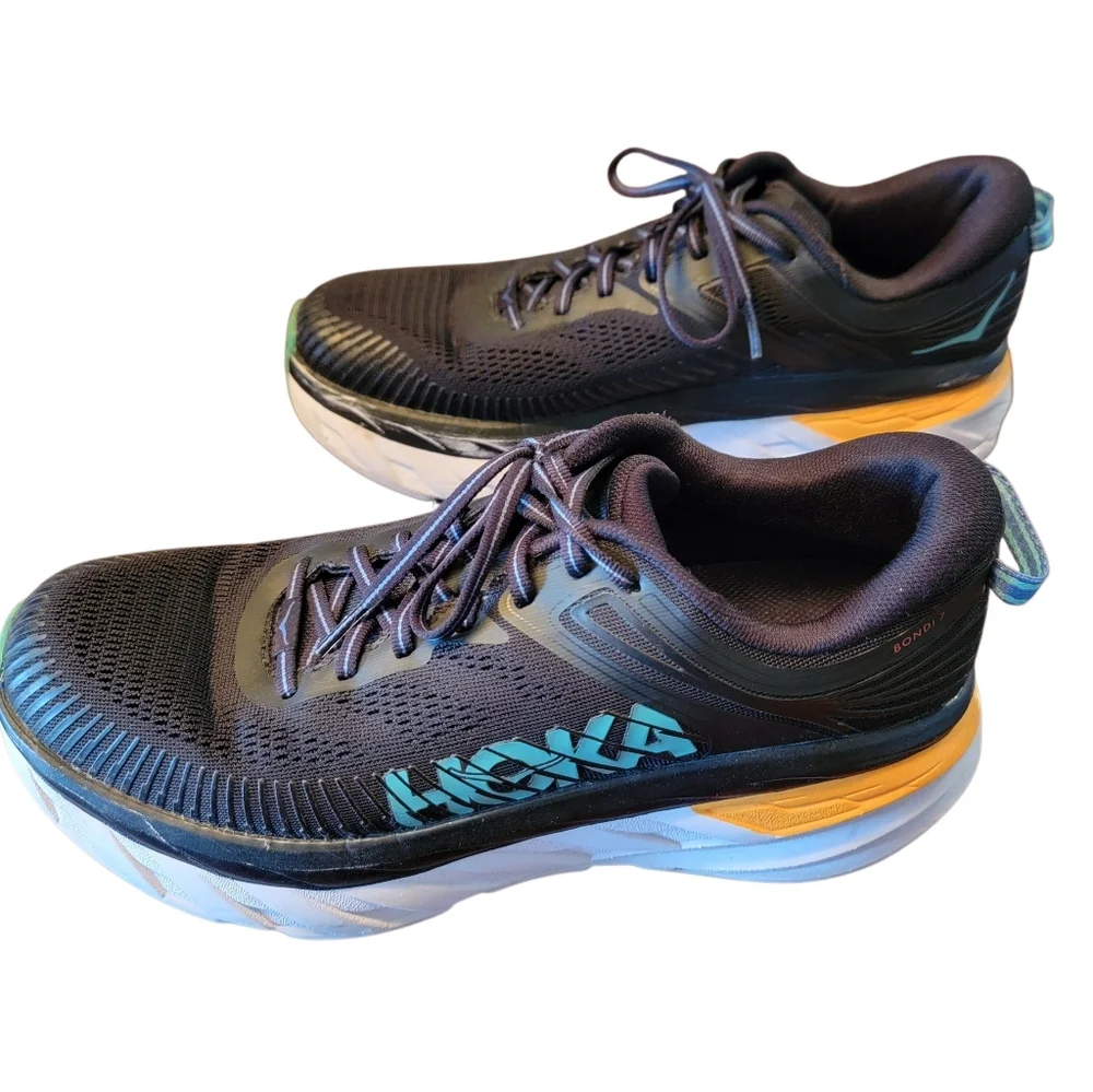 Hoka Bondi 7 Running Shoes‎ Men Size 9 Black Athletic Sneakers